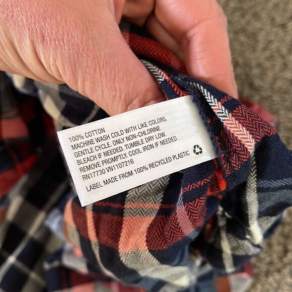 Universal Thread S Long-Sleeved Blue & Red Plaid Button-Down Flannel ShirtDress - Picture 7 of 9